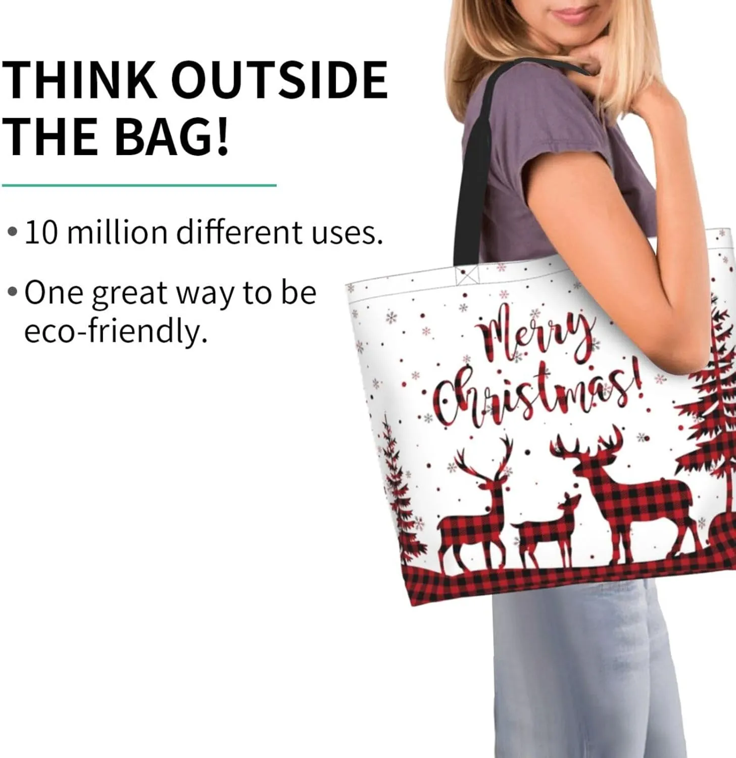 Merry Christmas Tote Bag for Women Mother,Christmas Snowman Snowflake Shopping Grocery Bag Shoulder Bags