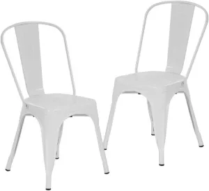 Metal Dining Chairs Indoor-Outdoor Stackable Chic Restaurant Side Bistro Chair Set of 2, 18 Inch Seat Height, 330LBS Weight Capacity Cafe Tolix Kitchen Farmhouse Pub Trattoria Industrial Bar Chairs