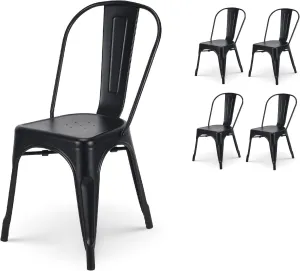 Metal Dining Chairs with Wooden Seat Set of 4 Indoor/Outdoor Chairs Patio Chairs Kitchen Metal Chairs 18 Inch Seat Height Restaurant Chair Metal Stackable Chair Tolix Side Bar Chairs