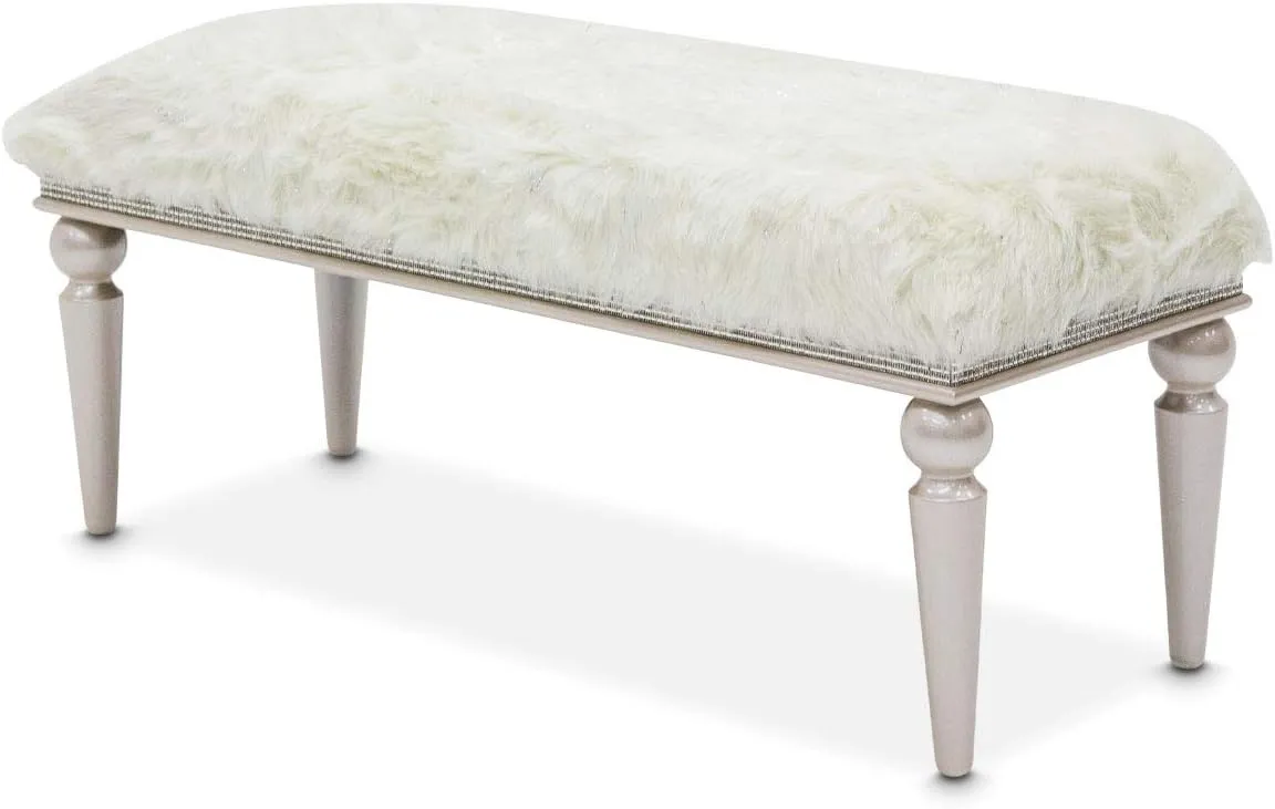 Michael Amini Glimmering Heights Bed Bench, Ivory
