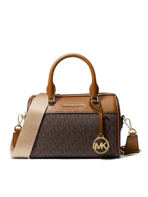 Michael Kors Travel Extra-Small Logo And Faux Leather Duffle Crossbody Bag Brown