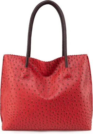 Milan Chiva Tote Bag for Women with Zipper Large Ostrich Vegan Leather Shoulder Purses and Handbags