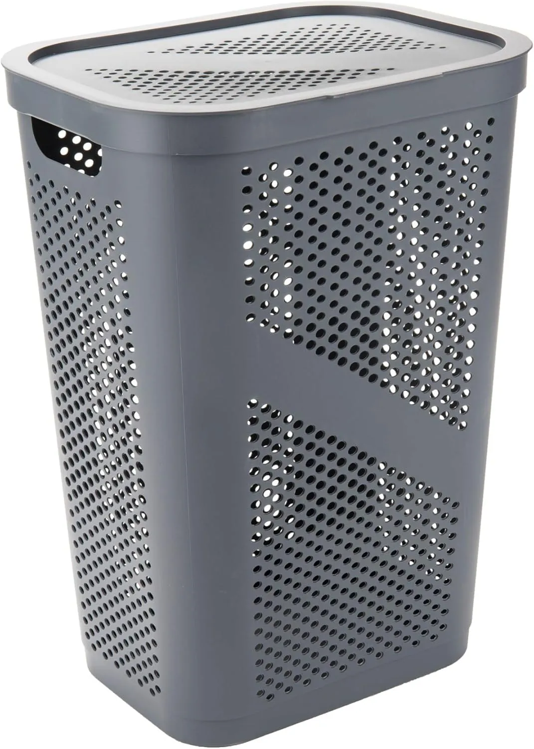 Mind Reader 60L Slim Laundry Hamper, Clothes Basket, Lid, Ventilated, Plastic, 17.25"L x 13.75"W x 23.5"H, Set of 2, Gray