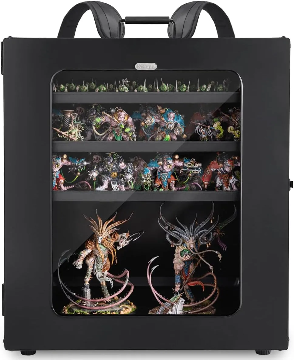 Miniatures Storage Case Miniatures Transport Case, shoulder straps, Stackable miniature carrying case (5pcs tray) easy transportation and storage for warhammer 40k (miniature not included, large size)