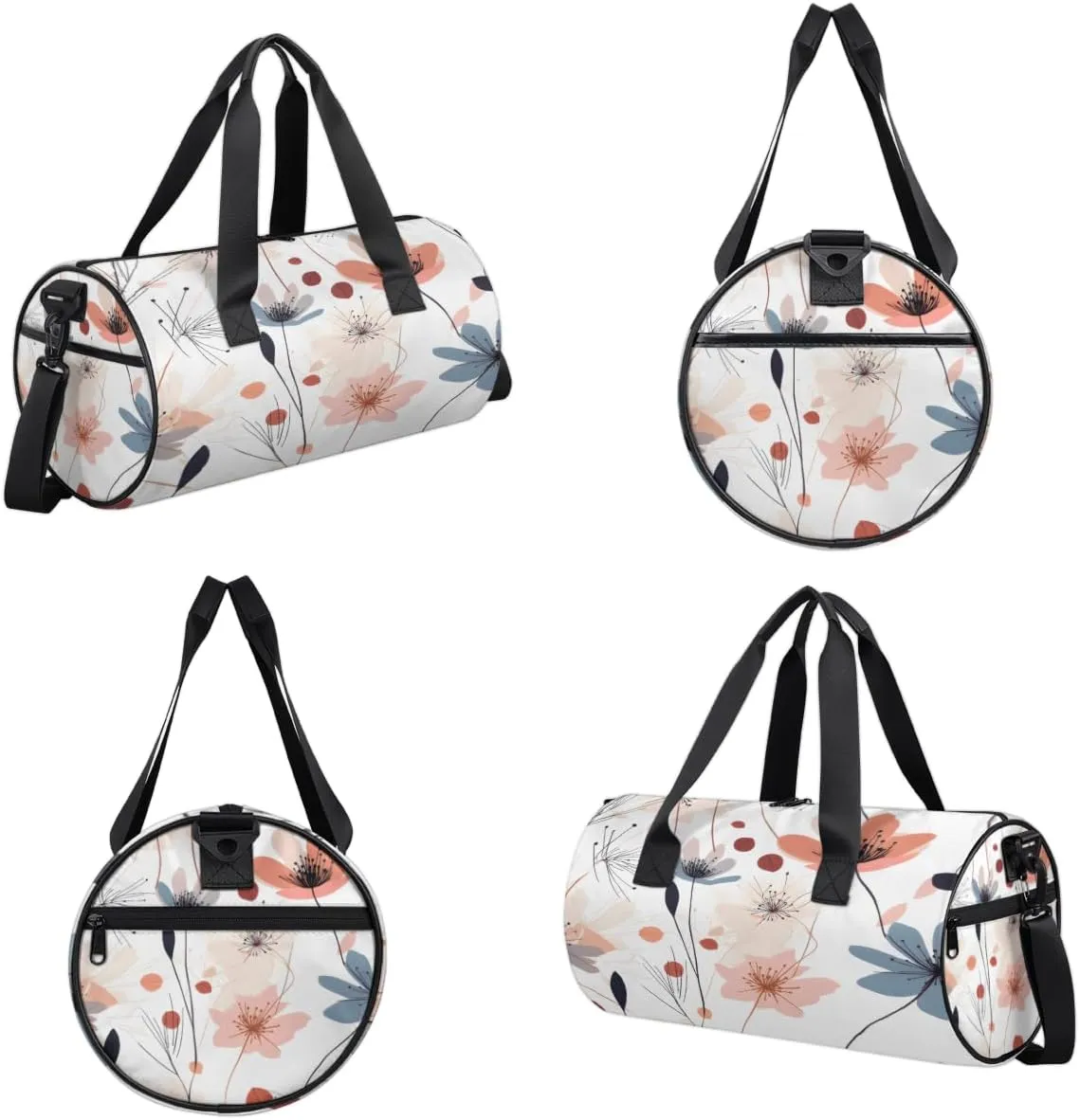 Minimalist Meadow Floral Sports Duffel Bag with Shoulder Strap, Large Capacity Gym Bag with Shoe Compartment, Water Resistant Travel Duffle Bag for Men Women Travel, Sports (17.6x9x9 Inch)