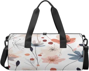 Minimalist Meadow Floral Sports Duffel Bag with Shoulder Strap, Large Capacity Gym Bag with Shoe Compartment, Water Resistant Travel Duffle Bag for Men Women Travel, Sports (17.6x9x9 Inch)