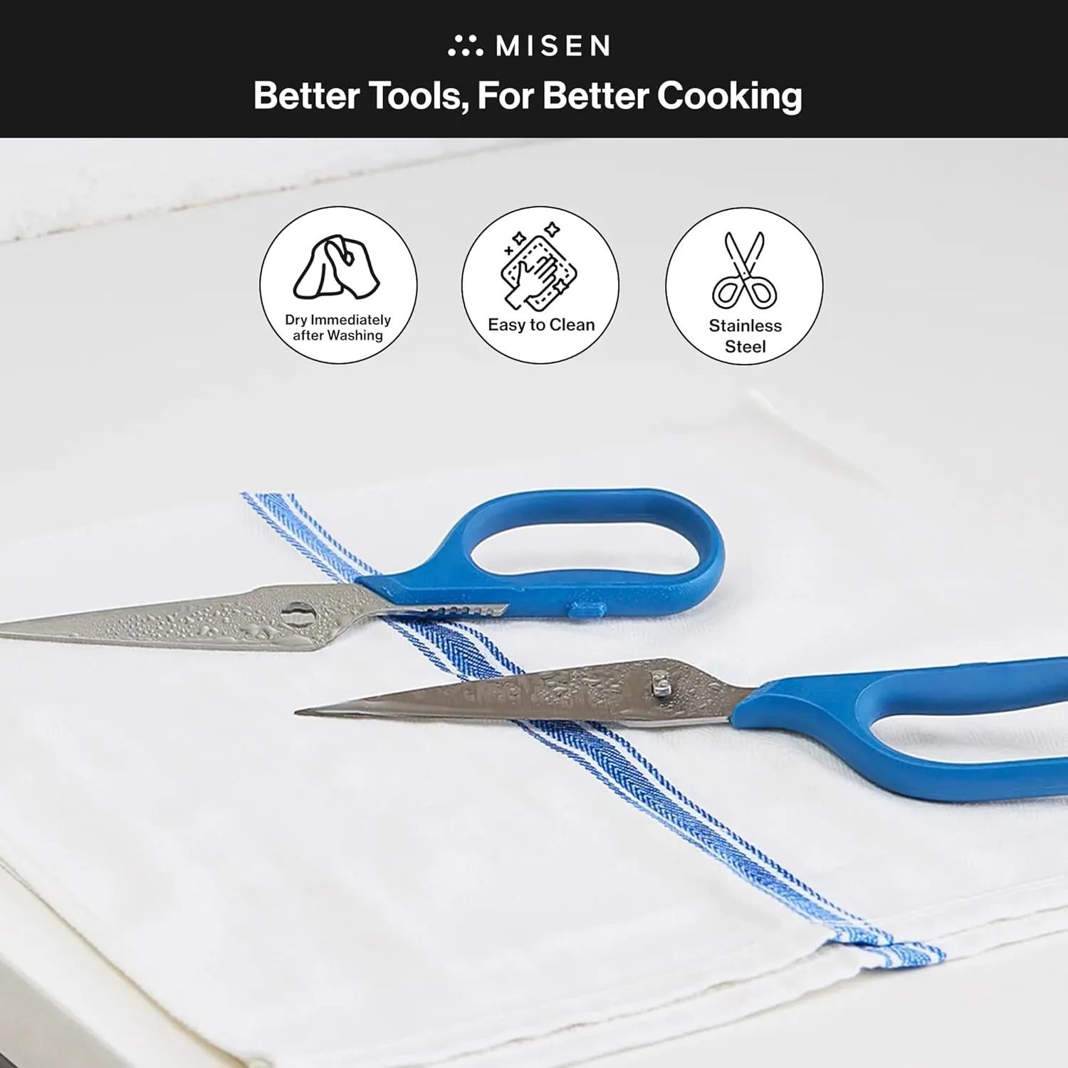 Misen Heavy Duty Kitchen Shears - Versatile Kitchen Scissors for Meat, Poultry & More - Easy Clean Kitchen Shears/Scissors - Ambidextrous Comfort Handle - Gray