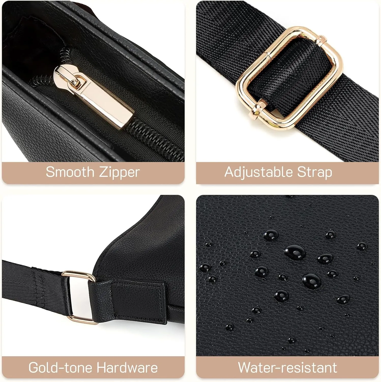 Missnine Crossbody Bags for Women Multi Pocket Purses Soft Leather Medium Shoulder Handbags with Adjustable Strap
