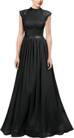Miusol Women's Formal Sleeveless Floral Lace Bridesmaid Party Maxi Dress