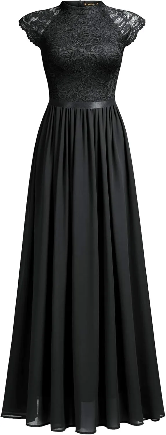 Miusol Women's Formal Sleeveless Floral Lace Bridesmaid Party Maxi Dress