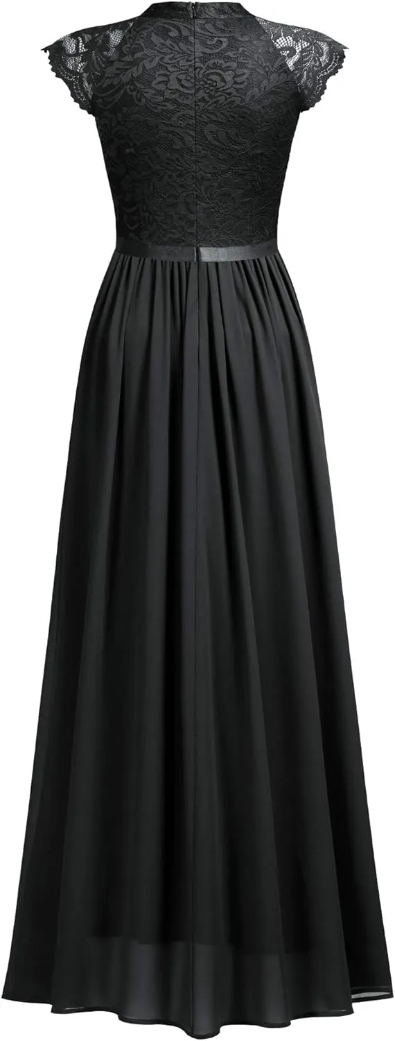 Miusol Women's Formal Sleeveless Floral Lace Bridesmaid Party Maxi Dress