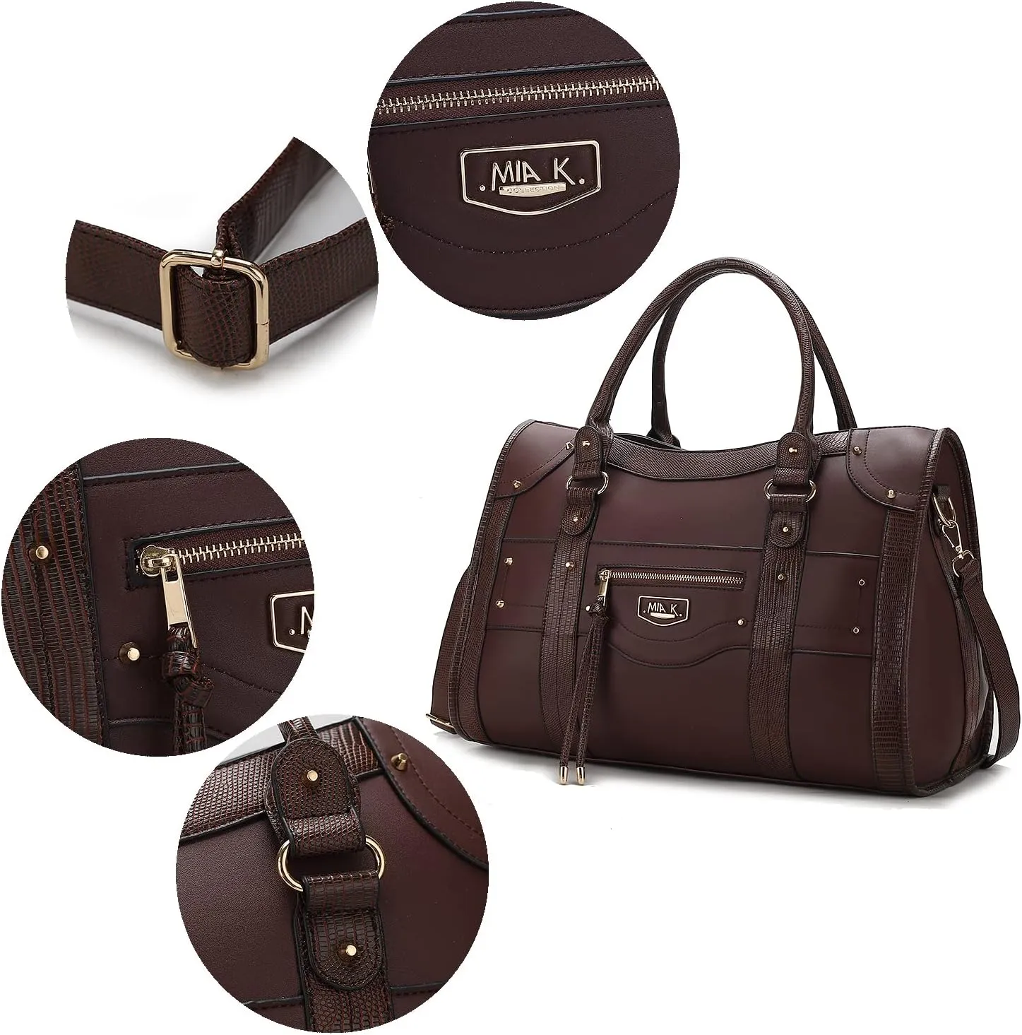 MKF Collection Duffle Bag for Women Girls – PU Leather Large Cute Weekender Overnight Sleepover – Carry on Luggage Bag