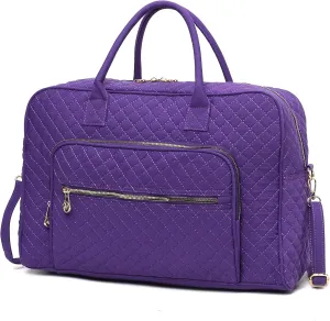 MKF Collection Travel Duffle Bag for Women, Quilted Cotton Large Fashion Weekender Carry-on Handbag by Mia K
