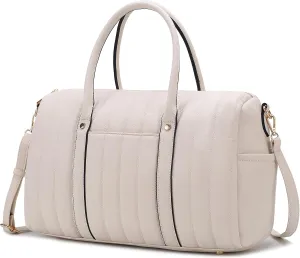 MKF Collection Travel Duffle Bag for Women, Quilted Vegan Leather Large Overnight Fashion Weekender Carry-on Handbags