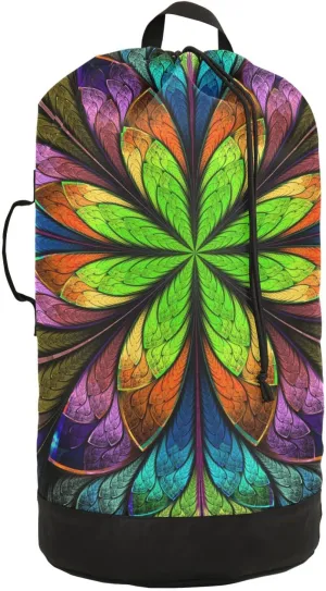 MNSRUU Washable Laundry Bag Backpack Large Dirty Clothes Bag with Adjustable Shoulder Strap Handles, Peacock Butterfly Design Extra Laundry Heavy Duty Drawstring Bag for Travel College Grey Camping