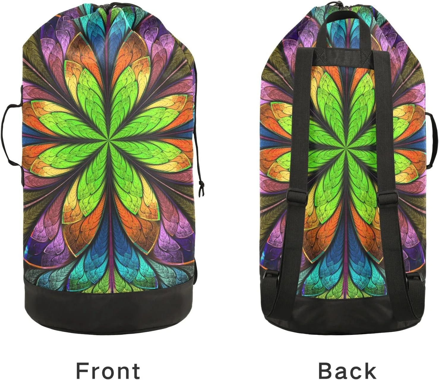 MNSRUU Washable Laundry Bag Backpack Large Dirty Clothes Bag with Adjustable Shoulder Strap Handles, Peacock Butterfly Design Extra Laundry Heavy Duty Drawstring Bag for Travel College Grey Camping