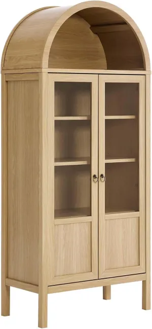 Modway EEI-6638-OAK Tessa Tall Arched Storage Display Cabinet, Oak