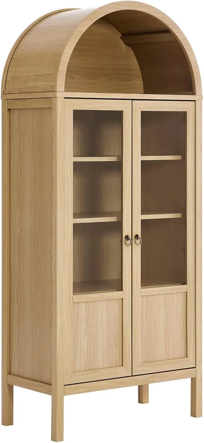 Modway EEI-6638-OAK Tessa Tall Arched Storage Display Cabinet, Oak