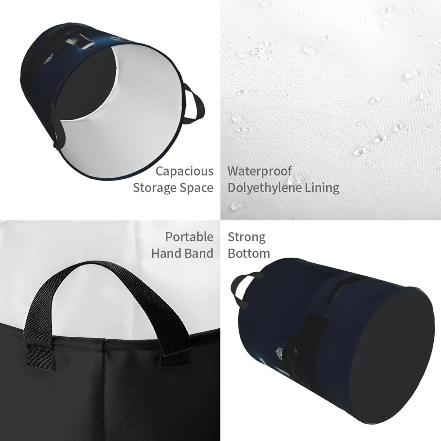 Moonlight Lighthouse Large Laundry Hampers, Collapsible Tall Clothes Baskets, Washing Bag For Bathroom, Bedrooms