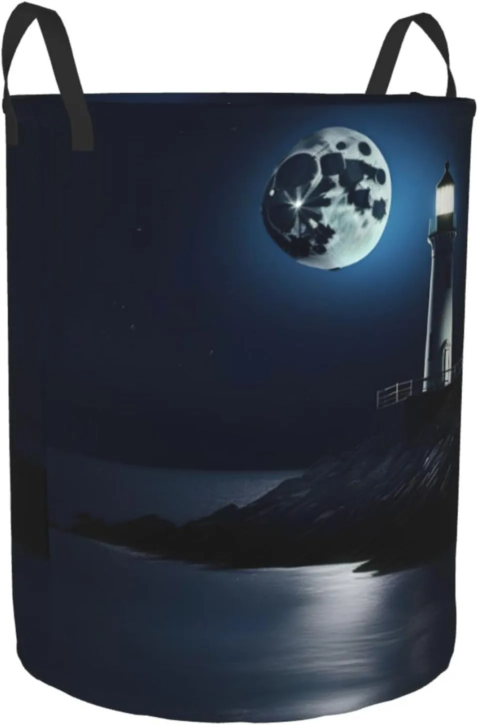 Moonlight Lighthouse Large Laundry Hampers, Collapsible Tall Clothes Baskets, Washing Bag For Bathroom, Bedrooms