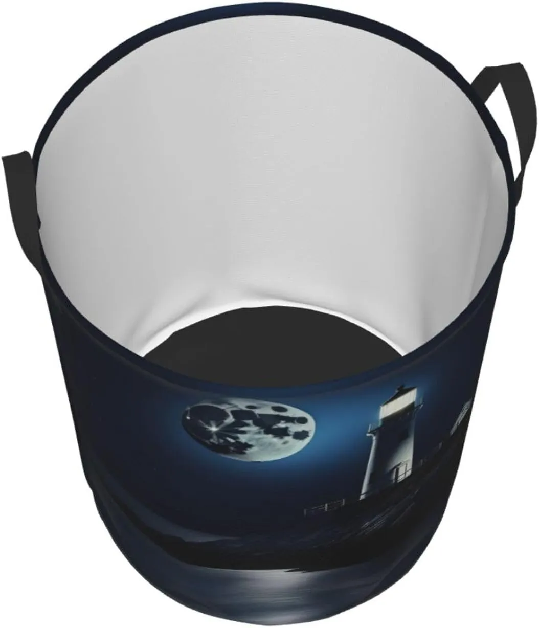 Moonlight Lighthouse Large Laundry Hampers, Collapsible Tall Clothes Baskets, Washing Bag For Bathroom, Bedrooms