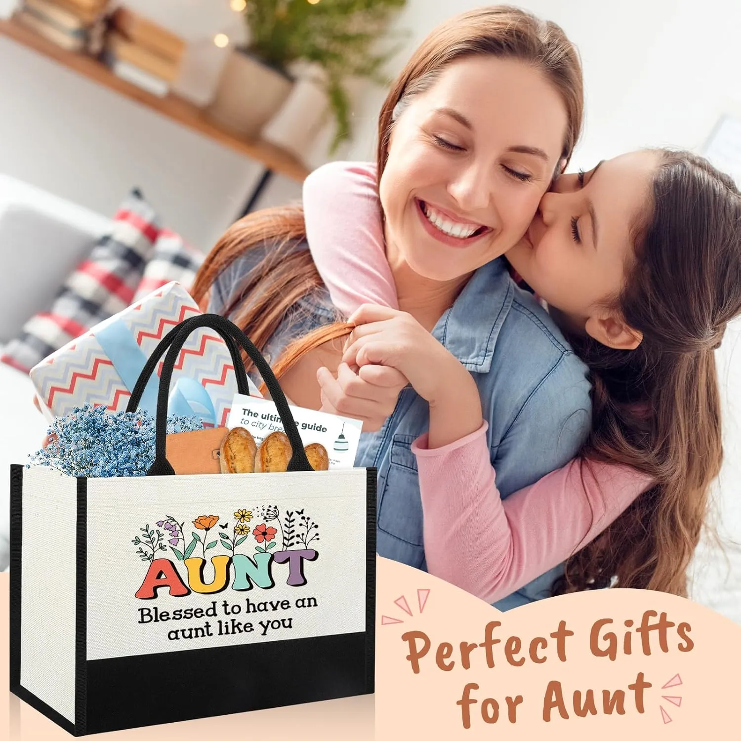 Mothers Day Aunt Birthday Gifts, Best Aunt Ever Christmas Auntie Gifts Idea For Aunty Auntie from Niece Nephew, Aunts Bag Tote