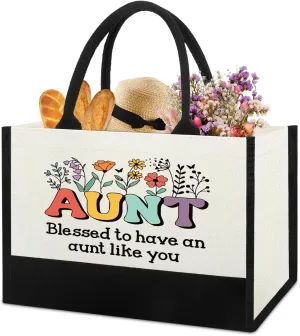 Mothers Day Aunt Birthday Gifts, Best Aunt Ever Christmas Auntie Gifts Idea For Aunty Auntie from Niece Nephew, Aunts Bag Tote