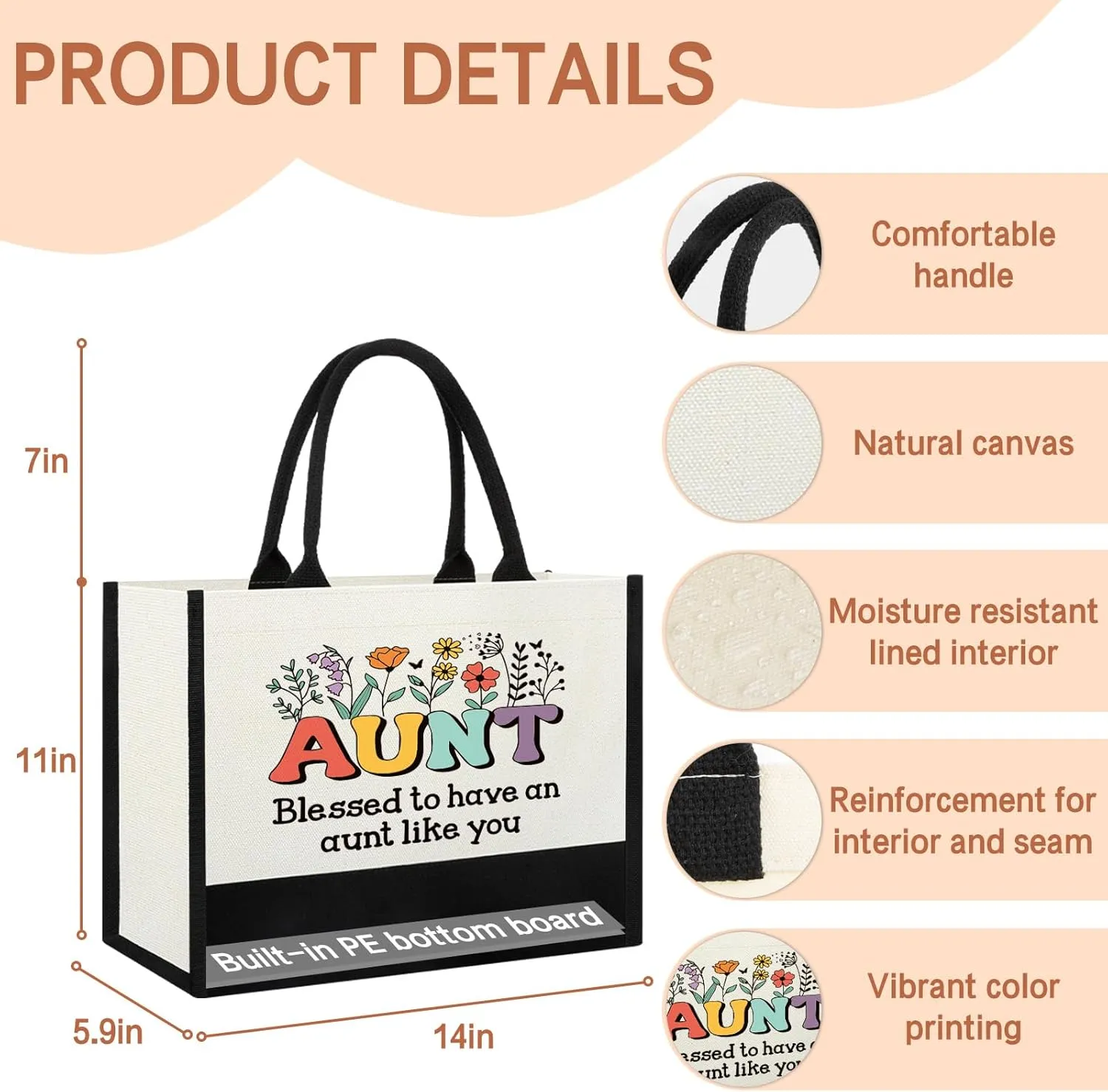 Mothers Day Aunt Birthday Gifts, Best Aunt Ever Christmas Auntie Gifts Idea For Aunty Auntie from Niece Nephew, Aunts Bag Tote