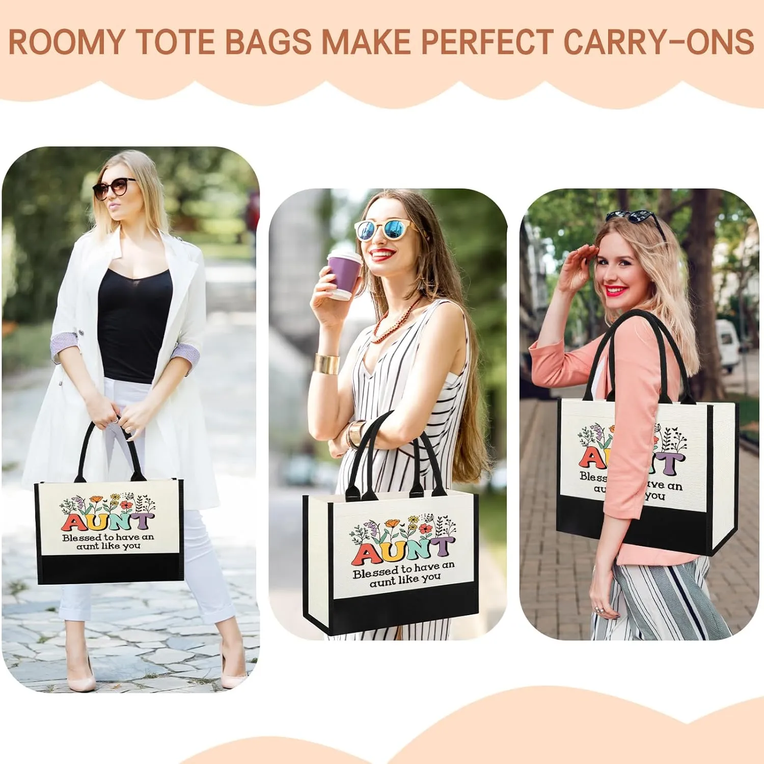 Mothers Day Aunt Birthday Gifts, Best Aunt Ever Christmas Auntie Gifts Idea For Aunty Auntie from Niece Nephew, Aunts Bag Tote
