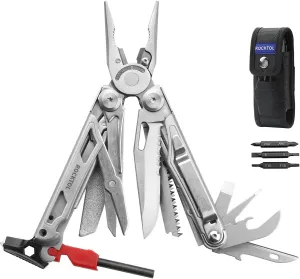 Multitool, 22-in-1 Multi-tool Pliers with Fire Starter, Emergency Whistle, Glass Breaker, Safety Locking and Nylon Sheath for Survival, Camping, multitool for men