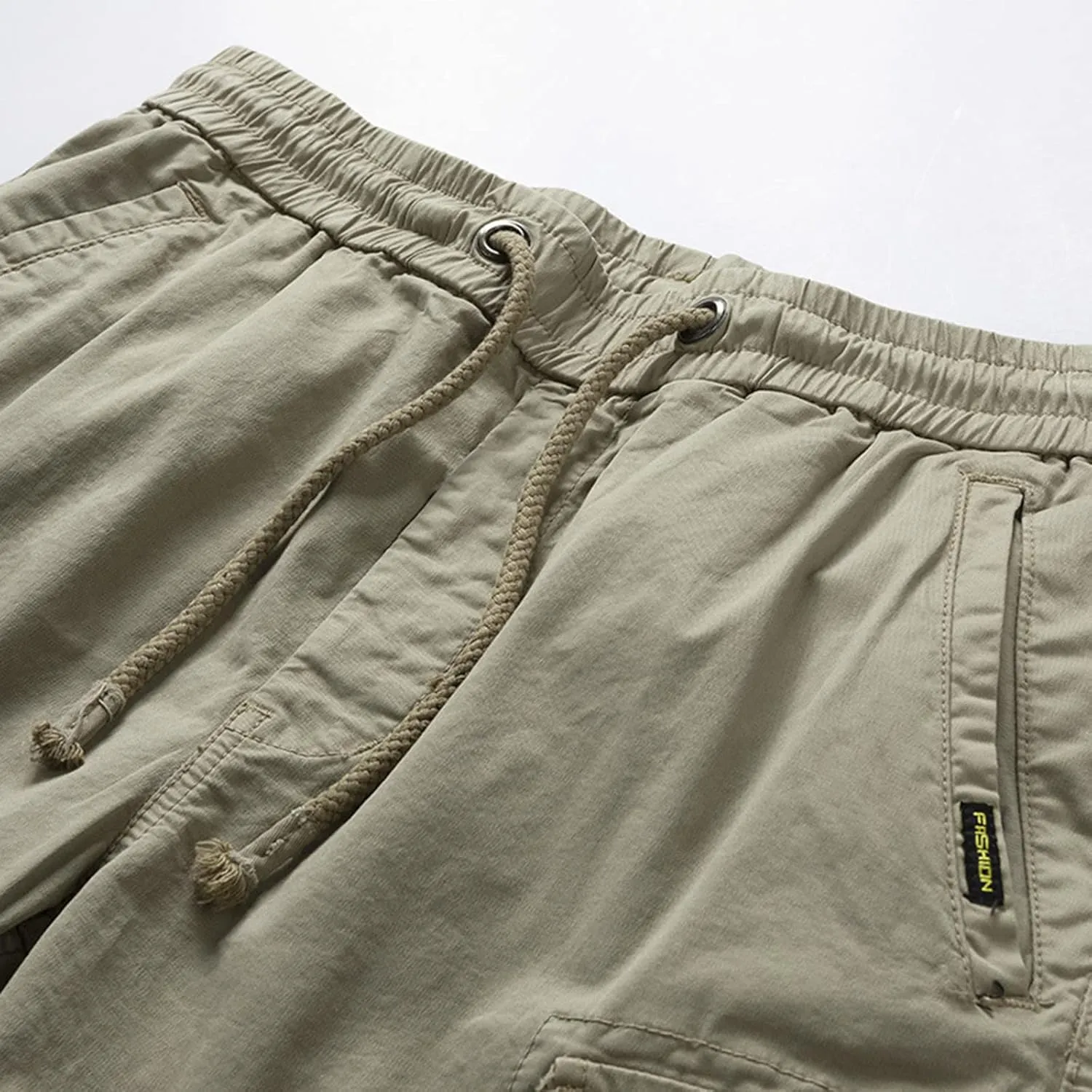 Muscularfit Mens Casual Shorts Drawstring Elastic Waist Multi Pocket Cargo Shorts Summer Beach Work Athletic Tooling Shorts