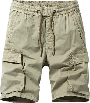 Muscularfit Mens Casual Shorts Drawstring Elastic Waist Multi Pocket Cargo Shorts Summer Beach Work Athletic Tooling Shorts