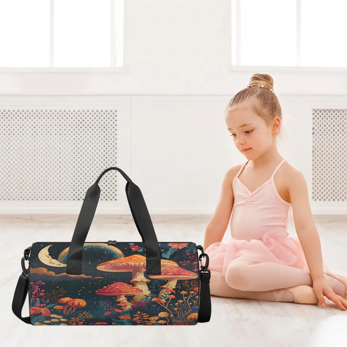 Mushroom Star Moon Dance Bags Weekender Bags Sport Duffel Bag Carry on Overnight Bag for Men Women