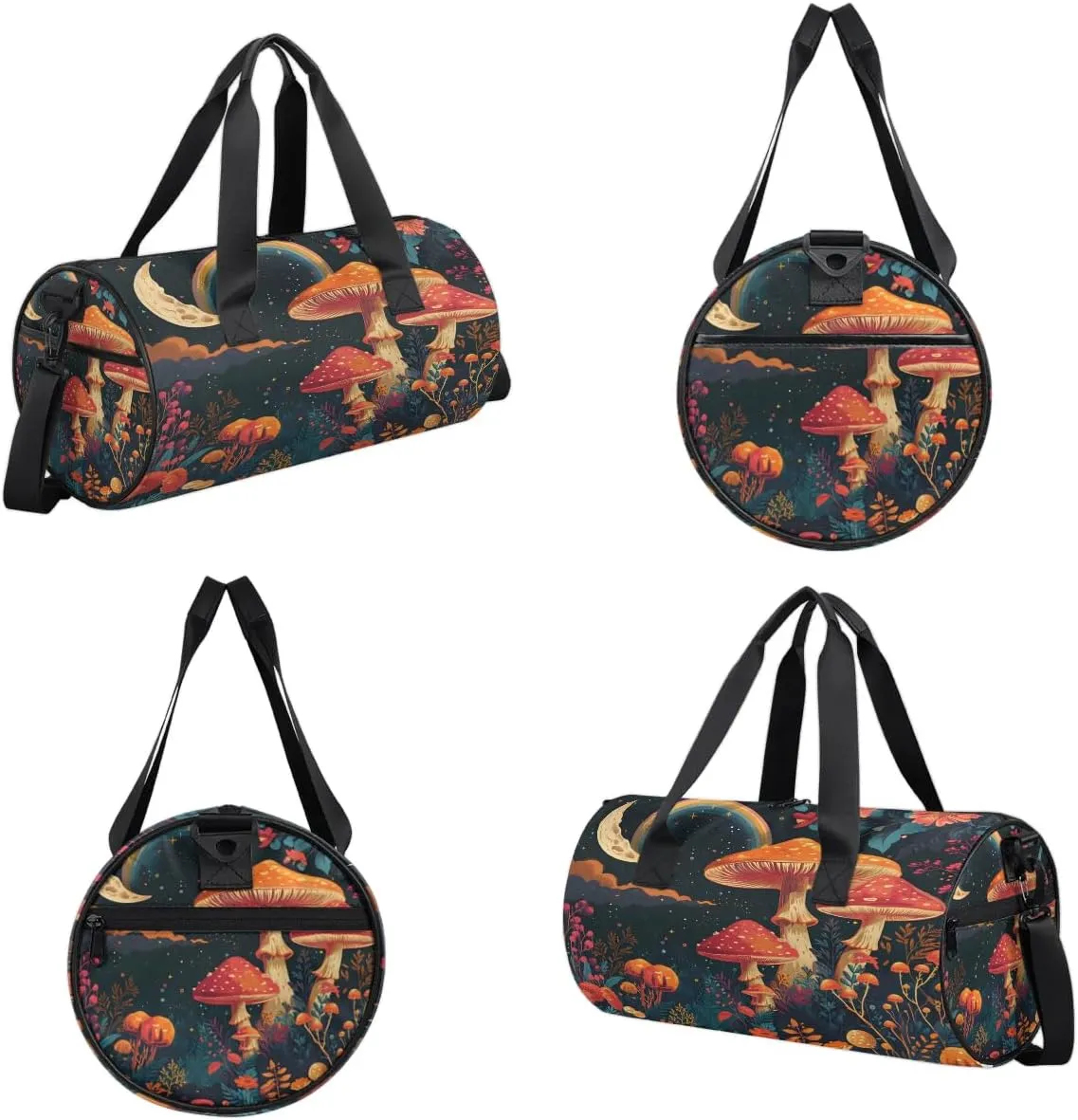 Mushroom Star Moon Dance Bags Weekender Bags Sport Duffel Bag Carry on Overnight Bag for Men Women