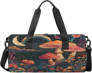 Mushroom Star Moon Dance Bags Weekender Bags Sport Duffel Bag Carry on Overnight Bag for Men Women
