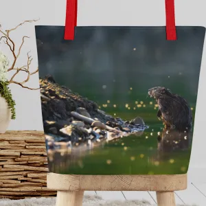 Muskrat All-Over Print Large Tote Bag