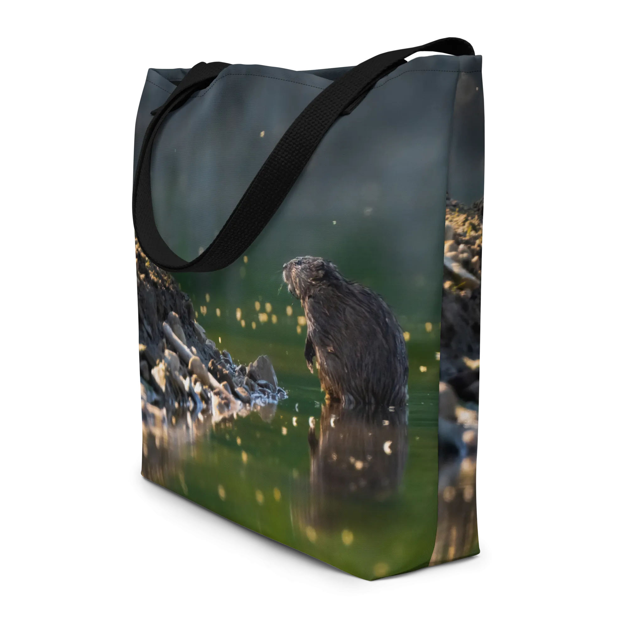 Muskrat All-Over Print Large Tote Bag