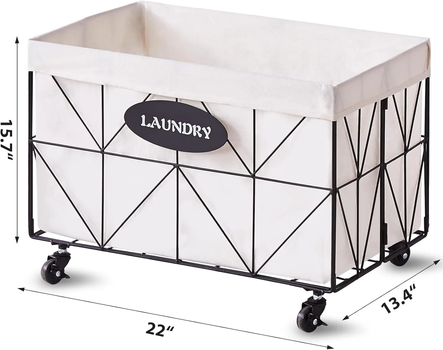Mxfurhawa Collapsible Laundry Hamper with Wheels, 65L Capacity and Removable Liner, Sturdy Metal Frame for Clothes Storage and Transport - Convenient Laundry Basket for Home Use (65L-LB-Black)