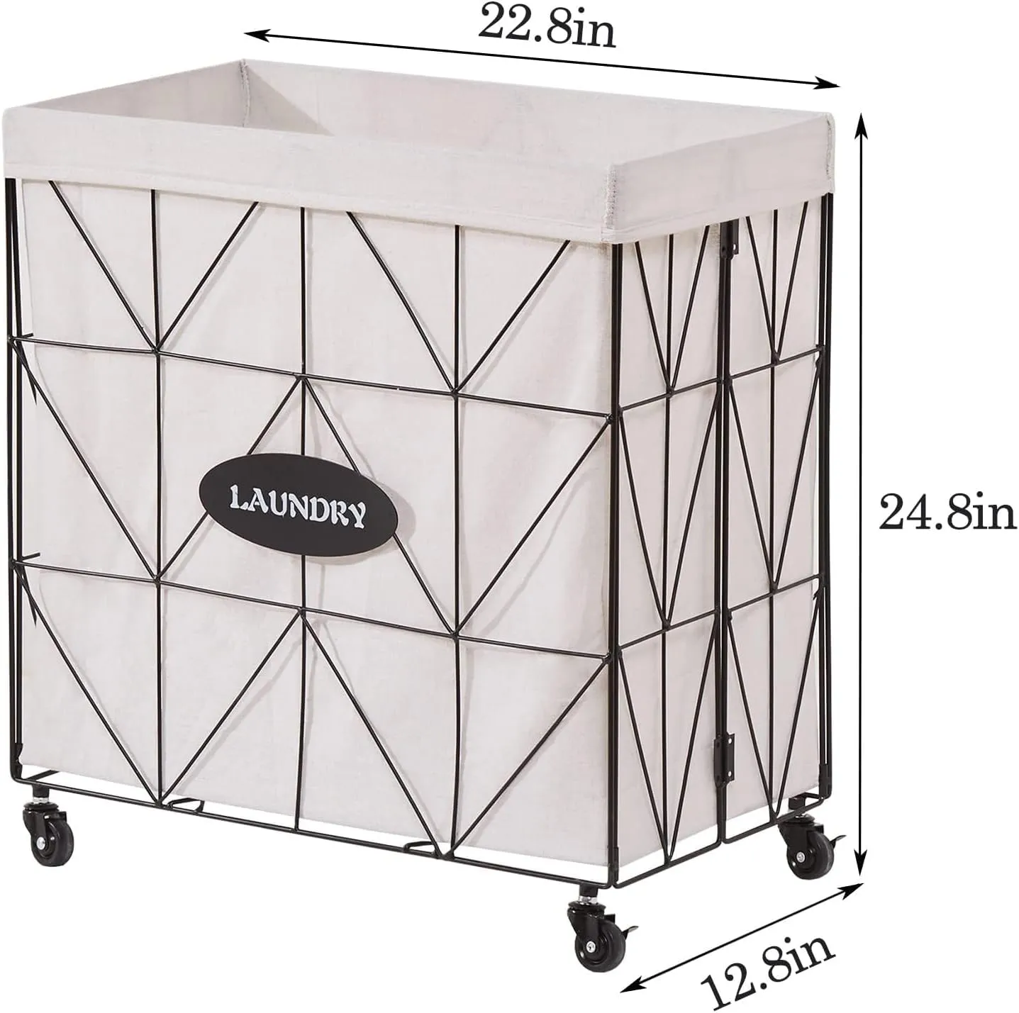 Mxfurhawa Collapsible Laundry Hamper with Wheels,Capacity and Removable Liner, Sturdy Metal Frame for Clothes Storage and Transport (110L-LX-Black)