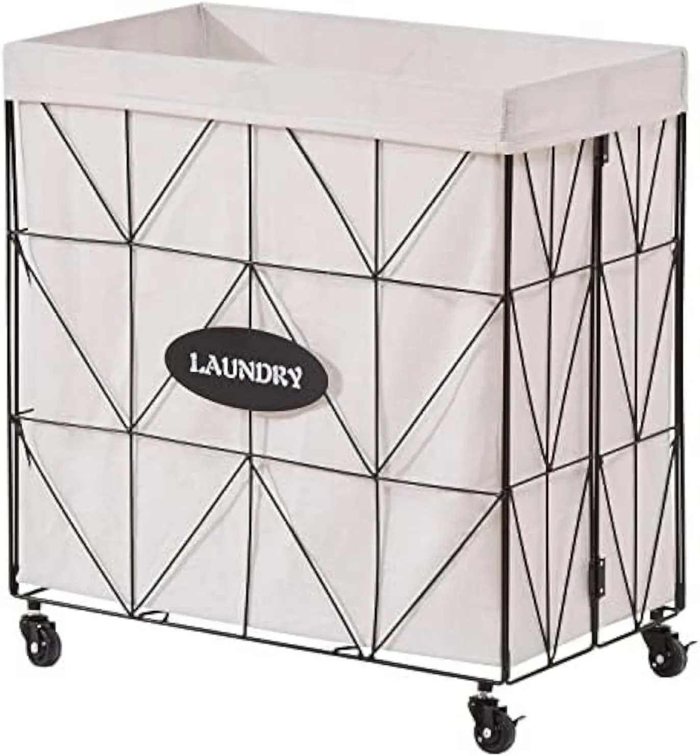 Mxfurhawa Collapsible Laundry Hamper with Wheels,Capacity and Removable Liner, Sturdy Metal Frame for Clothes Storage and Transport (110L-LX-Black)