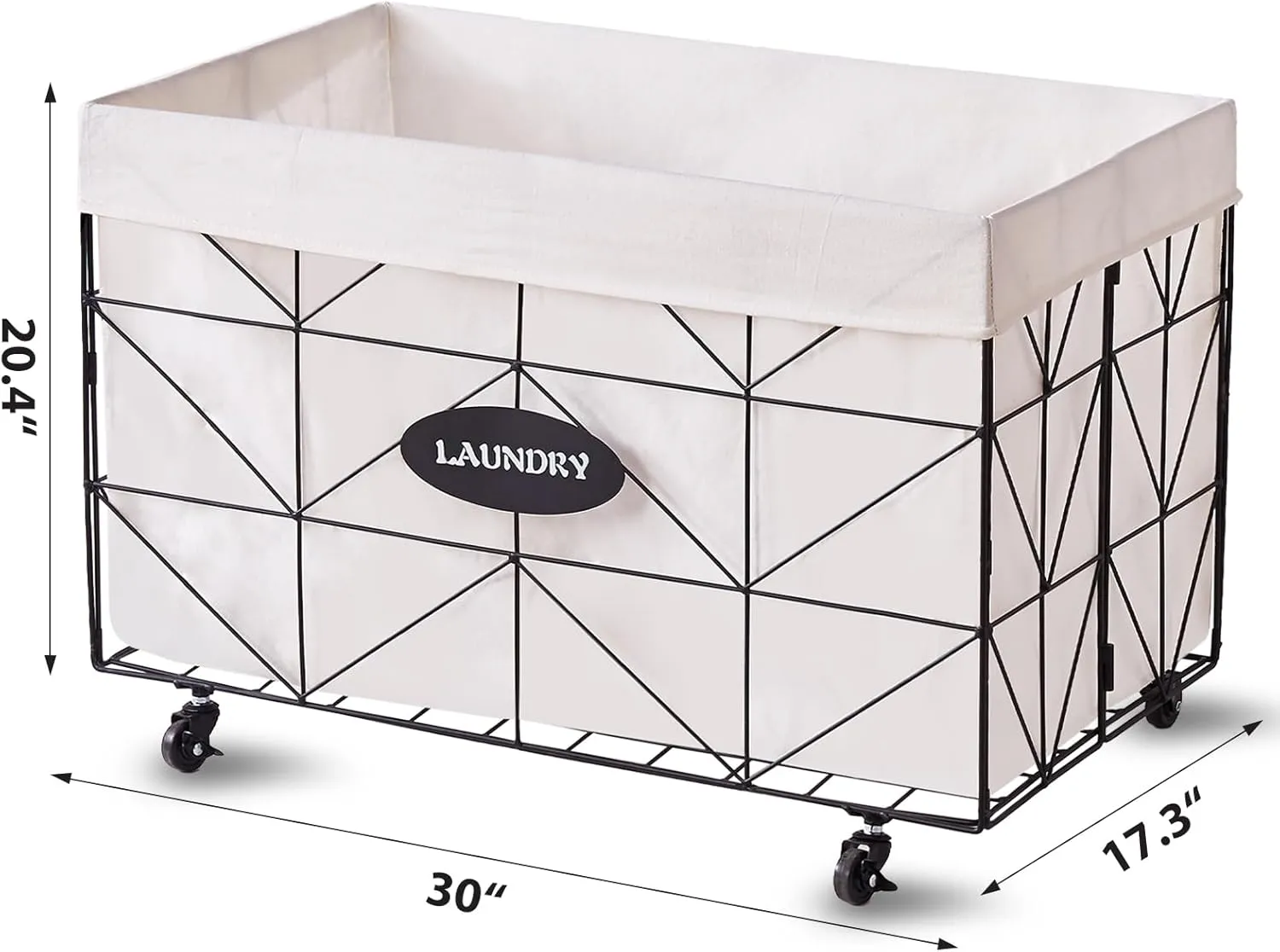 Mxfurhawa Collapsible Laundry Hamper with Wheels,Capacity and Removable Liner, Sturdy Metal Frame for Clothes Storage and Transport (160L-LA-Black)