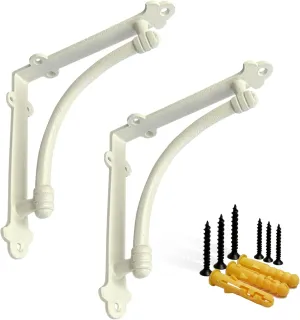 NACH Decorative Shelf Brackets, 2 Pack of 7 x 1.5 x 7 inch White Cast Iron Shelf Brackets - Decorative Brackets White - Half Round Style Brackets