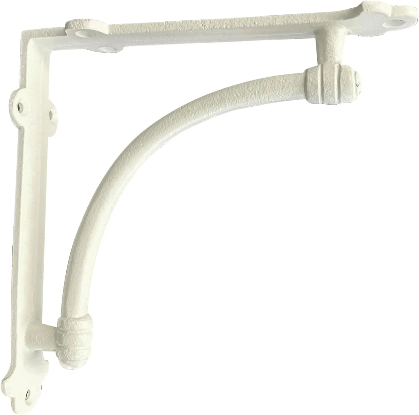 NACH Decorative Shelf Brackets, 2 Pack of 7 x 1.5 x 7 inch White Cast Iron Shelf Brackets - Decorative Brackets White - Half Round Style Brackets