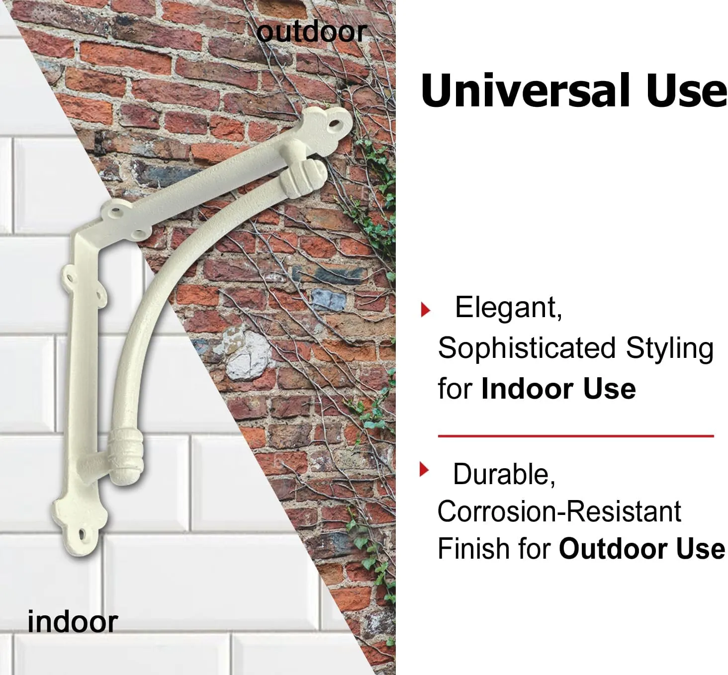 NACH Decorative Shelf Brackets, 2 Pack of 7 x 1.5 x 7 inch White Cast Iron Shelf Brackets - Decorative Brackets White - Half Round Style Brackets