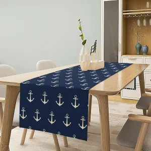 Nautical Blue Anchor Table Runners,Summer Navy Modern Fashion Outdoor Table Runner for Home Kitchen Coffee Table Dining Room Table Bedroom Party 13 x 70 Inch