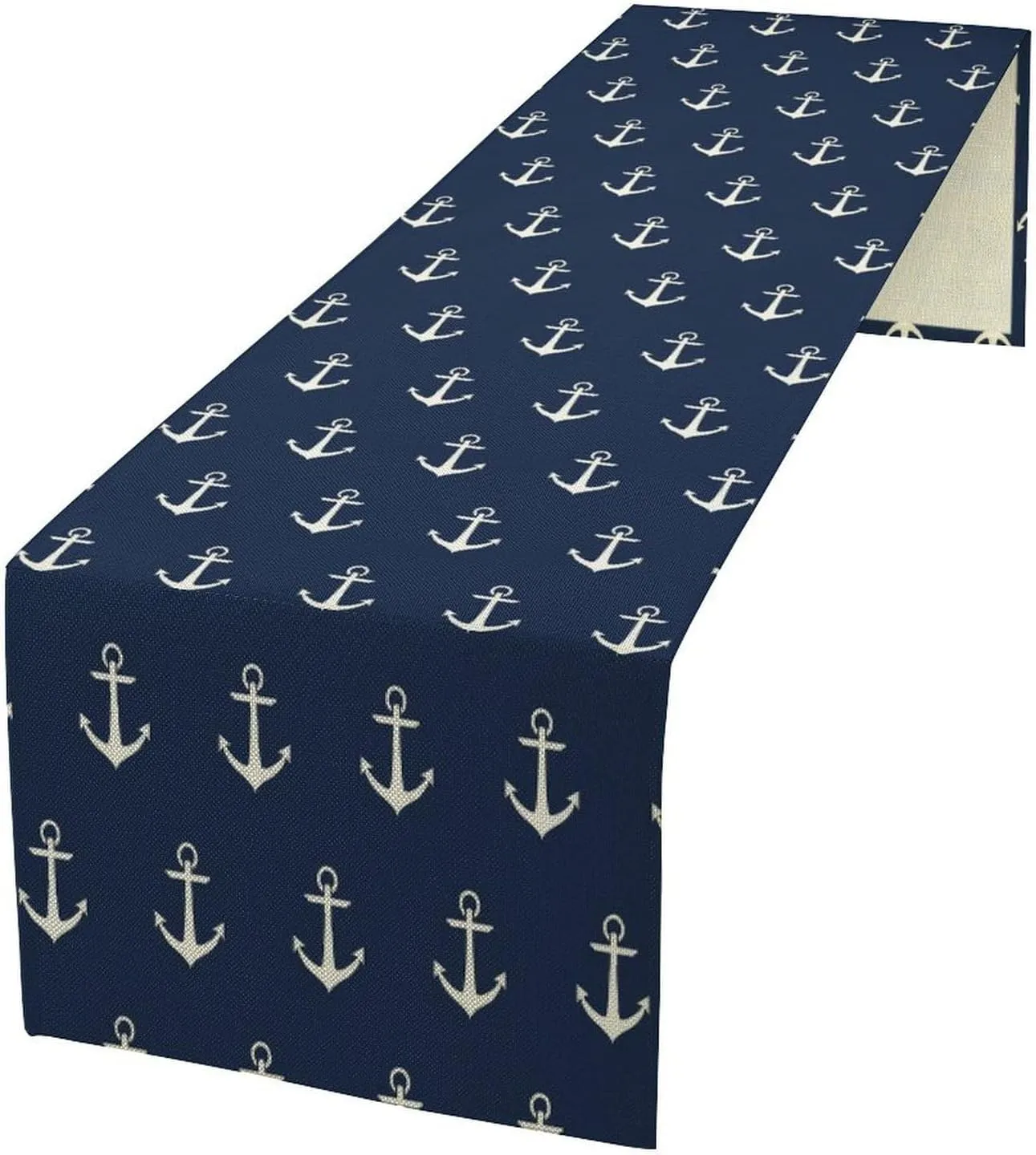 Nautical Blue Anchor Table Runners,Summer Navy Modern Fashion Outdoor Table Runner for Home Kitchen Coffee Table Dining Room Table Bedroom Party 13 x 70 Inch