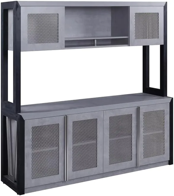 NBF District Office Storage Credenza - Modern Sideboard with 2 Adjustable Shelves - Credenza Storage Cabinet with 4 Doors and Laminate Top - (72" W x 20" D x 29.5" H, Black & Walnut)