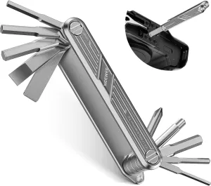 NEEWER 10 in 1 Multifunctional Foldable Screwdriver Tool Set: 4 Screwdrivers, 6 Hex Keys, Pocket Tool, Compatible with SmallRig Camera Cage Rig Tripod QR Plate, UA048S Silver