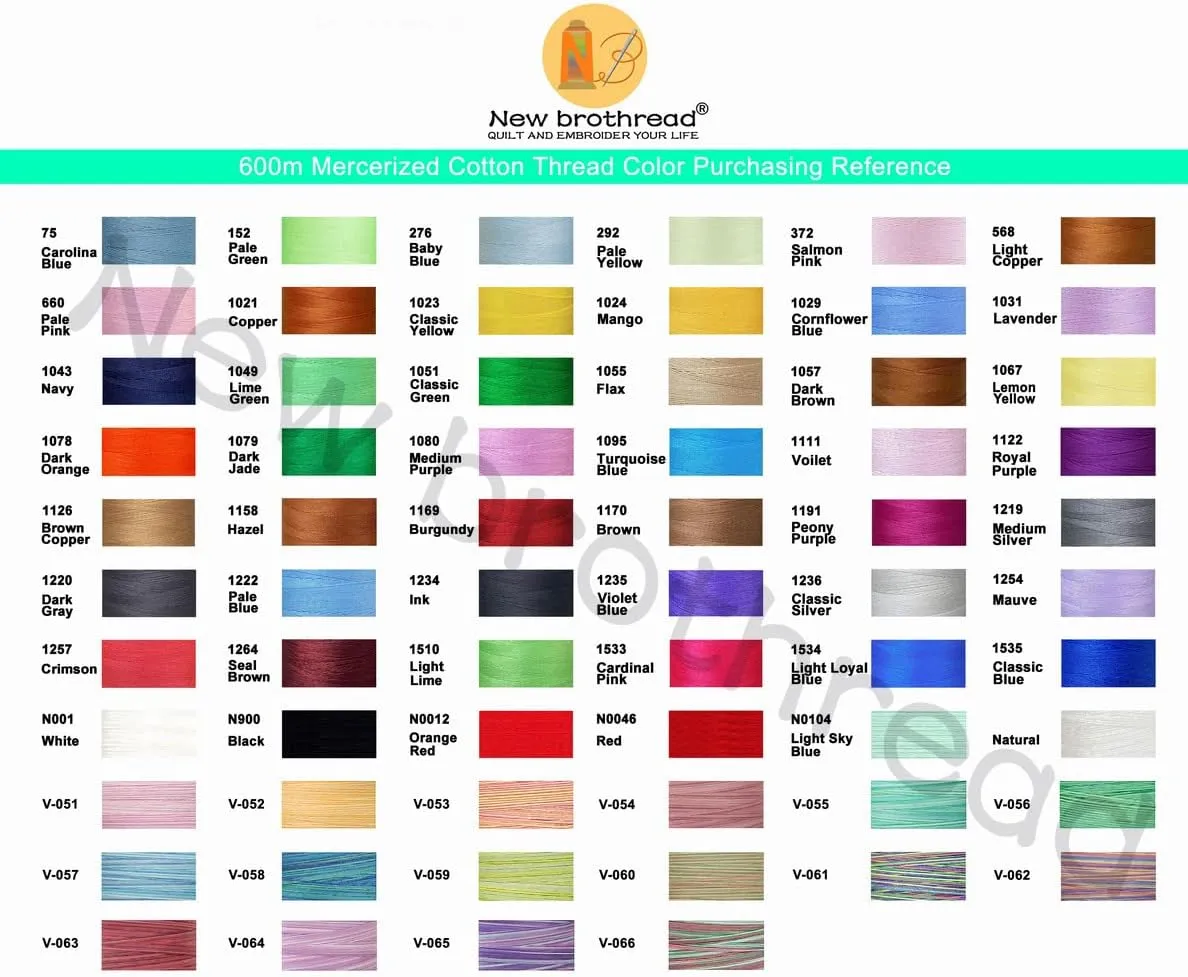New brothread - 18 Options - Multi-Purpose 100% Mercerized Cotton Thread 50S/3 600M Each Spool for Quilting, Serger, Sewing and Embroidery - 8xVariegated Colors-2 with Clear Plastic Storage Box