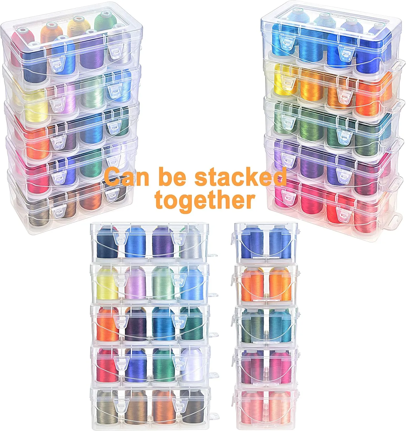 New brothread - 18 Options - Multi-Purpose 100% Mercerized Cotton Thread 50S/3 600M Each Spool for Quilting, Serger, Sewing and Embroidery - 8xVariegated Colors-2 with Clear Plastic Storage Box